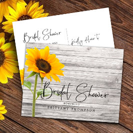 Rustieke Zonnebloem Houten Bruiloftsborrel Uitnodiging Briefkaart