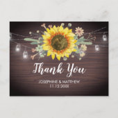 Rustieke Zonnebloem Houten Kruik Licht Bruiloft Da Briefkaart (Voorkant)