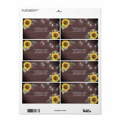 Rustieke Zonnebloem Houten Kruik Lichten Bruiloft Etiket (Full Sheet)