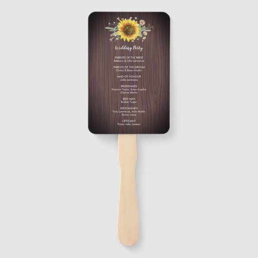 Rustieke Zonnebloem Houten Kruik Lichten Bruiloft  Handwaaier (Achterkant)