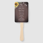 Rustieke Zonnebloem Houten Kruik Lichten Bruiloft  Handwaaier (Voorkant)