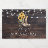 Rustieke Zonnebloem Houten Lichten Proost Sparkling Wijnetiket (Enkel label)