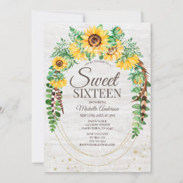 Rustieke Zonnebloem Houten Lichten Zoet Zestien Kaart