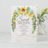 Rustieke Zonnebloem Houten Lichten Zoet Zestien Kaart (Staand voorkant)