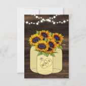 Rustieke Zonnebloem Houten Lichtjes Trouwinzetstuk Kaart (Achterkant)