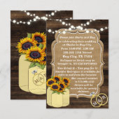 Rustieke Zonnebloem Houten Lichtjes Trouwinzetstuk Kaart (Voorkant / Achterkant)
