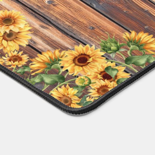 Rustieke zonnebloem houten plank bureaumat (Hoek)