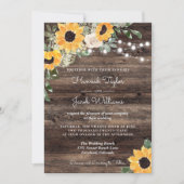 Rustieke Zonnebloem Houten QR Code RSVP Trouwen Kaart (Voorkant)