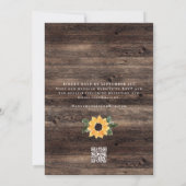 Rustieke Zonnebloem Houten QR Code RSVP Trouwen Kaart (Achterkant)