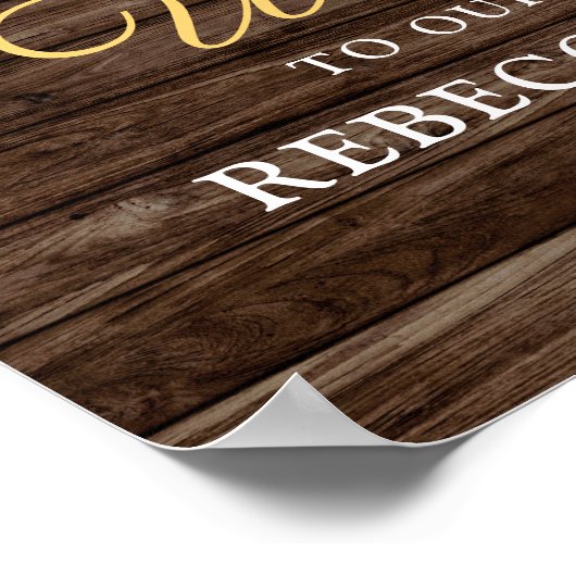 Rustieke Zonnebloem Houten Schuur Bruiloft Welkom  Poster (Hoek)