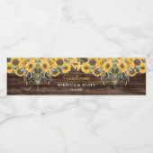 Rustieke Zonnebloem Houten Schuur Bruiloft Welkom Waterfles Etiket (Enkel label)
