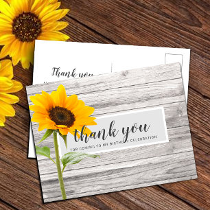 Rustieke Zonnebloem Houten Verjaardag Bedankt Briefkaart