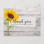Rustieke Zonnebloem Houten Verjaardag Bedankt Briefkaart (Voorkant)