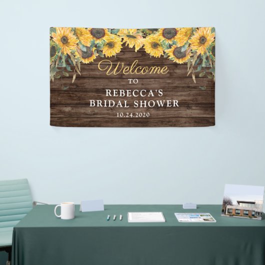 Rustieke Zonnebloem Houten Vrijgezellenfeest Banne Spandoek (Beurs)