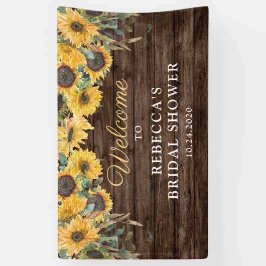 Rustieke Zonnebloem Houten Vrijgezellenfeest Banne Spandoek (Verticaal)