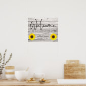 Rustieke Zonnebloem Houtstructuur Trouw Welkom Poster (Keuken)