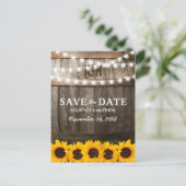 Rustieke Zonnebloem Huwelijk Opslag Kaart (Staand voorkant)