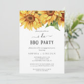 Rustieke zonnebloem "Ik doe BBQ" Engagement Party Kaart (Staand voorkant)