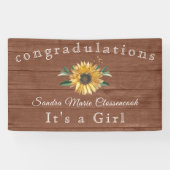 Rustieke zonnebloem is een meisje bruin houten Bab Spandoek (Horizontaal)