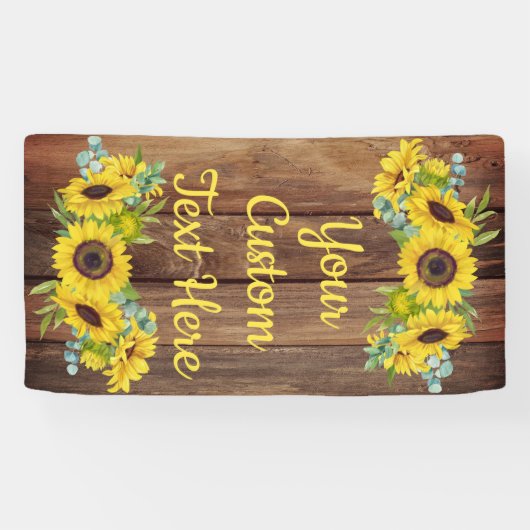 Rustieke Zonnebloem Jubileumfeest Fotobooth Prop Spandoek (Horizontaal)