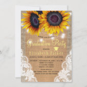 Rustieke zonnebloem jute en kant graduatie partij kaart (Voorkant)