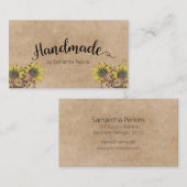 Rustieke Zonnebloem Kalligrafie Handgemaakte Kraft Visitekaartje (Voorkant / Achterkant)