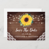 Rustieke Zonnebloem Kant Babys Adem Save The Date Aankondigingskaart (Voorkant / Achterkant)