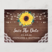 Rustieke Zonnebloem Kant Babys Adem Save The Date Aankondigingskaart (Voorkant)