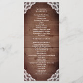 Rustieke Zonnebloem Kant Baby's Breath Lights Brui Programmakaart (Achterkant)