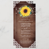 Rustieke Zonnebloem Kant Baby's Breath Lights Brui Programmakaart (Voorkant / Achterkant)