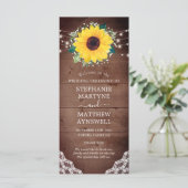 Rustieke Zonnebloem Kant Baby's Breath Lights Brui Programmakaart (Staand voorkant)