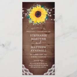 Rustieke Zonnebloem Kant Baby's Breath Lights Brui Programmakaart