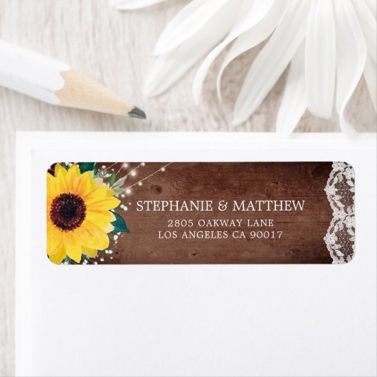 Rustieke Zonnebloem Kant Babys Breath Lights Etiket (Insitu)