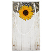 Rustieke Zonnebloem Kant & Burlap Gift Bag Klein Cadeauzakje (Achterkant)