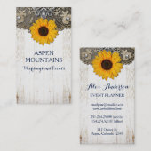 Rustieke Zonnebloem Kant & Burlap Visitekaartjes (Voorkant / Achterkant)