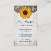 Rustieke Zonnebloem Kant & Burlap Visitekaartjes (Achterkant)