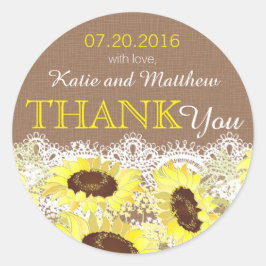 Rustieke zonnebloem kant dank u label