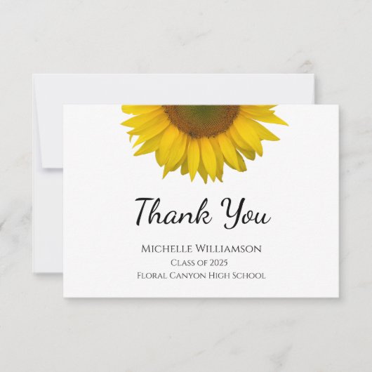 Rustieke Zonnebloem Klasse van 2025 Afstuderen Bedankkaart (Voorkant)
