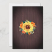 Rustieke Zonnebloem Koraal Bloemen Lichten Huwelij Kaart (Achterkant)