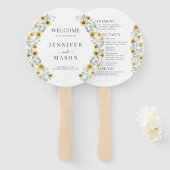 Rustieke Zonnebloem Krans Herfst Trouwprogramma Handwaaier (Voorkant en achterkant)