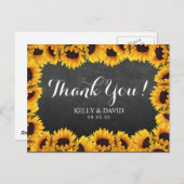 Rustieke Zonnebloem Krijtbord bruiloft Dank u Briefkaart (Voorkant / Achterkant)