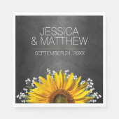 Rustieke zonnebloem krijtbord bruiloft servetten (Voorkant)