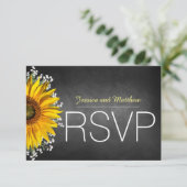 Rustieke Zonnebloem krijtbord RSVP (Staand voorkant)