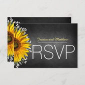 Rustieke Zonnebloem krijtbord RSVP (Voorkant / Achterkant)