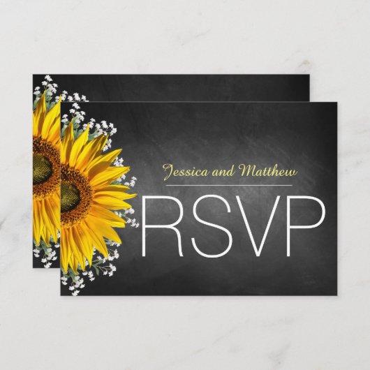 Rustieke Zonnebloem krijtbord RSVP (Voorkant / Achterkant)