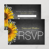 Rustieke Zonnebloem krijtbord RSVP Kaartje (Voorkant / Achterkant)