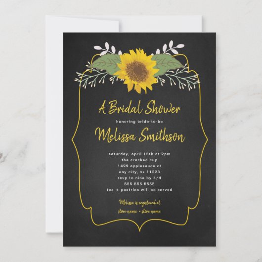 Rustieke Zonnebloem Krijtbord Vrijgezellenfeest ui Kaart (Voorkant)