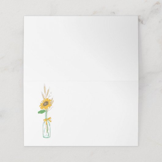 Rustieke Zonnebloem Land Bloemen Bruiloft Party Plaatskaartje (Buitenkant ongevouwen)