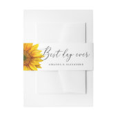 Rustieke zonnebloem. Land bloemenscript bruiloft Uitnodigingen Wikkel (Voorkant Voorbeeld)