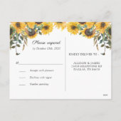 Rustieke Zonnebloem Land Bruiloft RSVP Briefkaart (Achterkant)